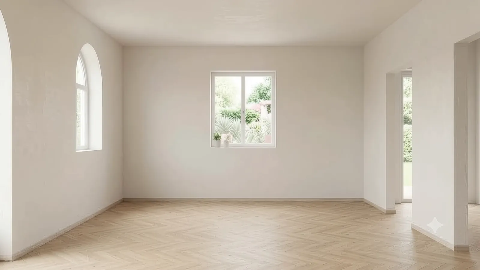 The kitchen before: an empty white room